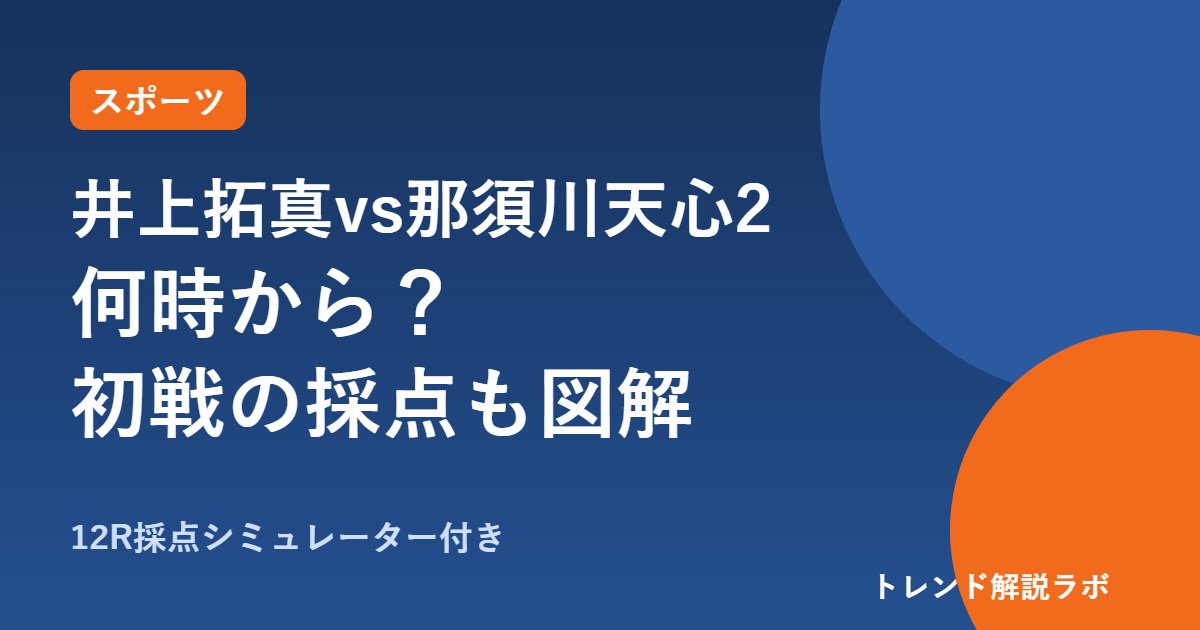 井上拓真vs那須川天心2は何時から？9/27配信17時・メイン19時ごろ、初戦の採点を図解【採点シミュレーター付き】