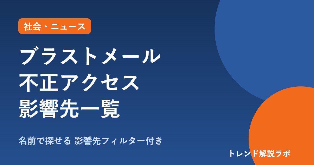 ブラストメール不正アクセスの影響先一覧｜新潟日報・JR四国・横浜市など344契約で漏えい【フィルター付き】