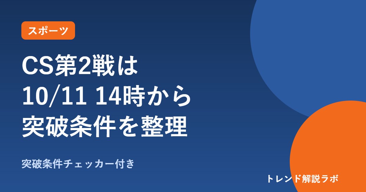 CS2026第2戦は何時から？10/11 14時、突破条件とファイナル日程【突破チェッカー付き】