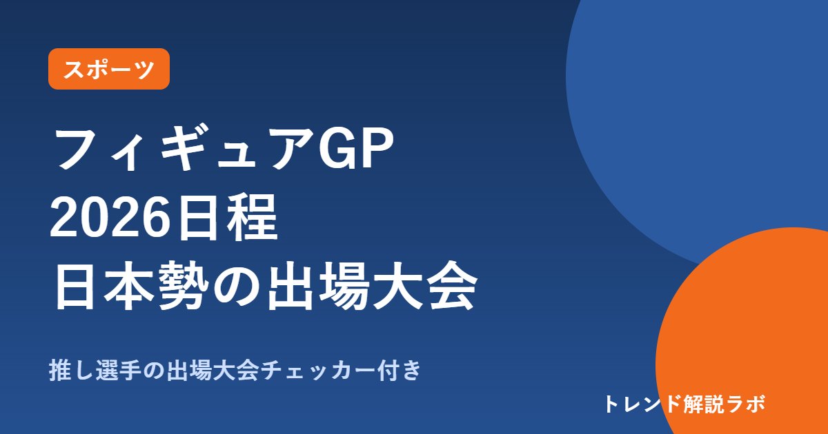 フィギュアGPシリーズ2026日程｜10/23フランス開幕、日本勢の出場大会と時差【選手チェッカー】