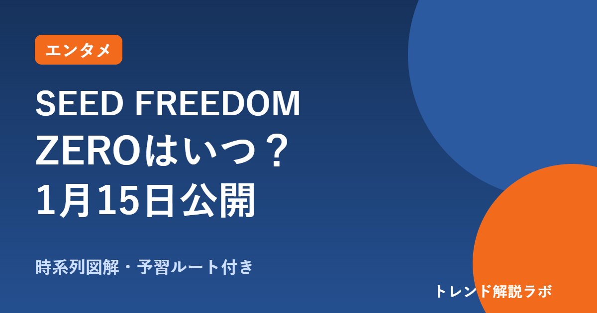 ガンダムSEED FREEDOM ZEROはいつ公開？2027年1月15日、主人公シン・アスカ｜ムビチケ10/16【予習ルート付き】