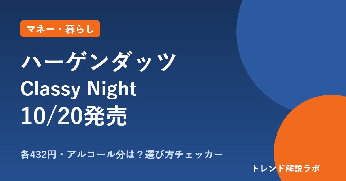 ハーゲンダッツ Classy Nightはいつから？10/20発売・432円、アルコールは？【チェッカー付き】