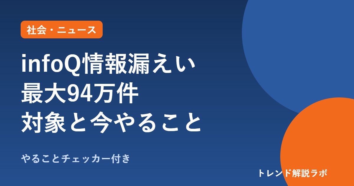 infoQ情報漏えいの対象は？最大94万件、ポイント不正交換は全額補償【やることチェッカー付き】
