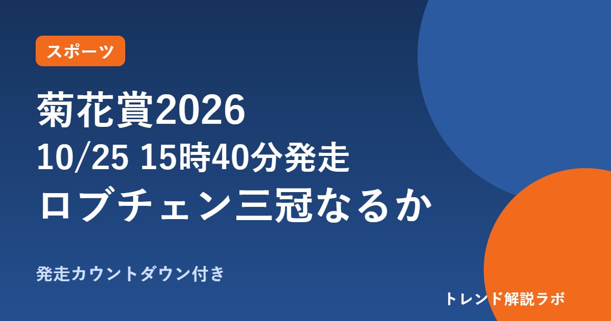 菊花賞2026は何時から？10/25 15時40分、ロブチェン三冠なるか・登録馬一覧【カウントダウン付き】