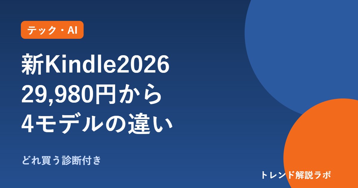 新Kindle 2026の違いは？29,980円から、PaperwhiteとColorsoftは11月11日出荷【どれ買う診断付き】