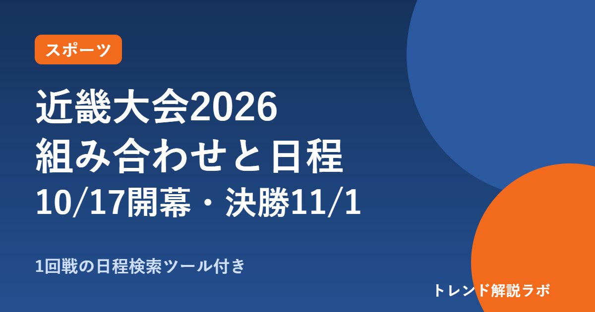 近畿大会2026の組み合わせと日程｜10/17開幕、大阪桐蔭−龍谷大平安は初日9時【日程検索付き】