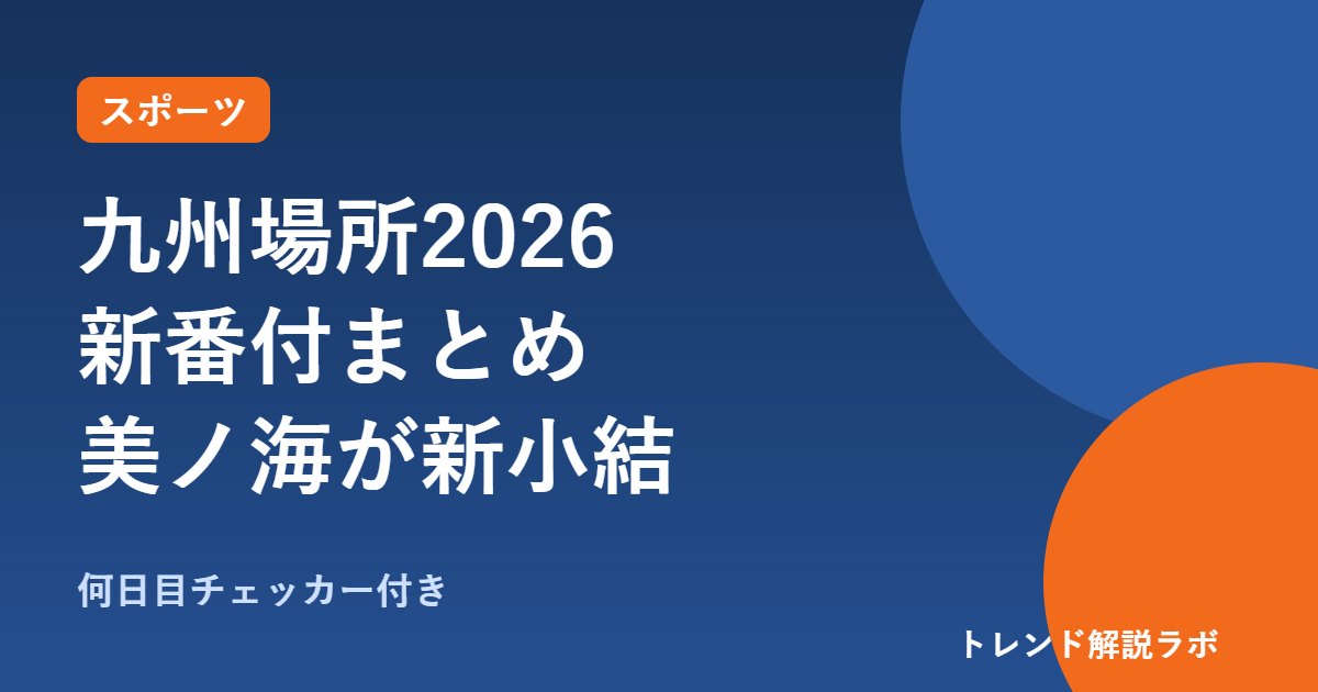 九州場所2026の番付｜美ノ海が新小結で沖縄初の三役、横綱大の里は東【何日目チェッカー付き】