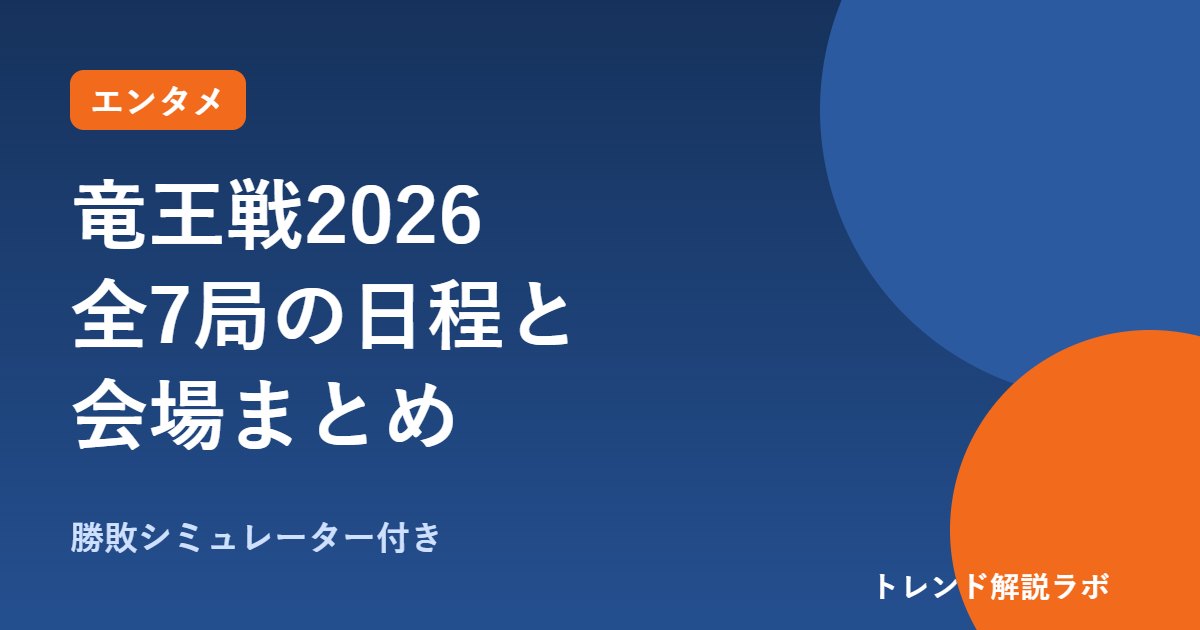 竜王戦2026の日程・会場一覧｜第1局は10/9・10、藤井竜王vs服部七段【勝敗シミュレーター付き】