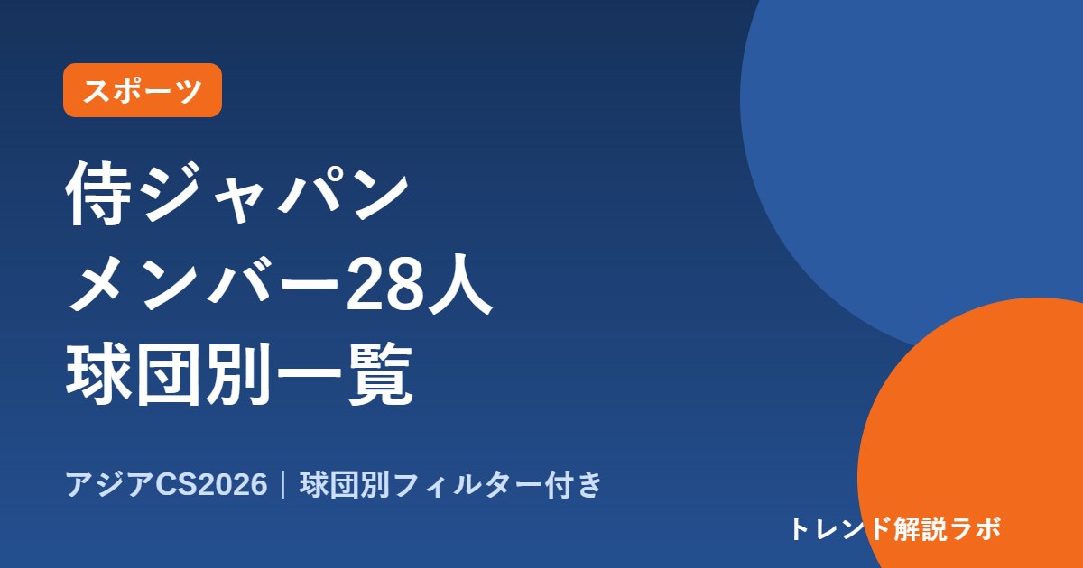 侍ジャパンのメンバー一覧2026｜アジアCS28人、阪神は0人・OA枠3人と新ユニ【球団別フィルター付き】