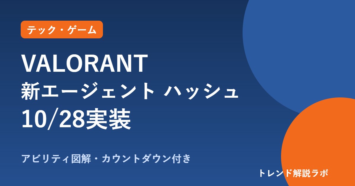 VALORANT新エージェント「ハッシュ」はいつから？10/28実装、アビリティ5つを図解【カウントダウン付き】