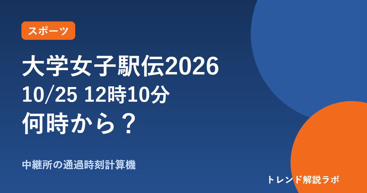 全日本大学女子駅伝2026は何時から？10/25 12時10分、区間距離とテレビ・交通規制【通過時刻計算】